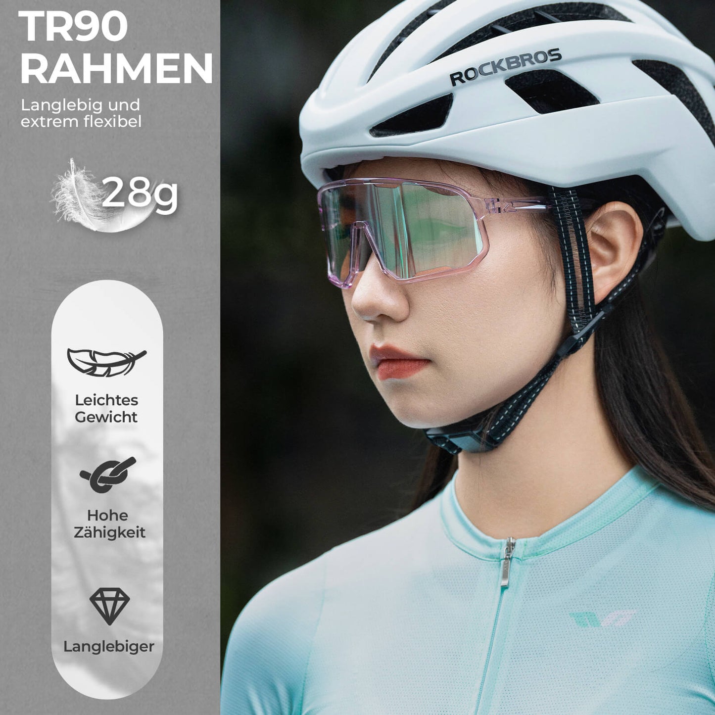 Gafas de ciclismo, gafas de sol fotocromáticas, protección UV, plaquetas nasales intercambiables, mujer/hombre, ROCKBROS