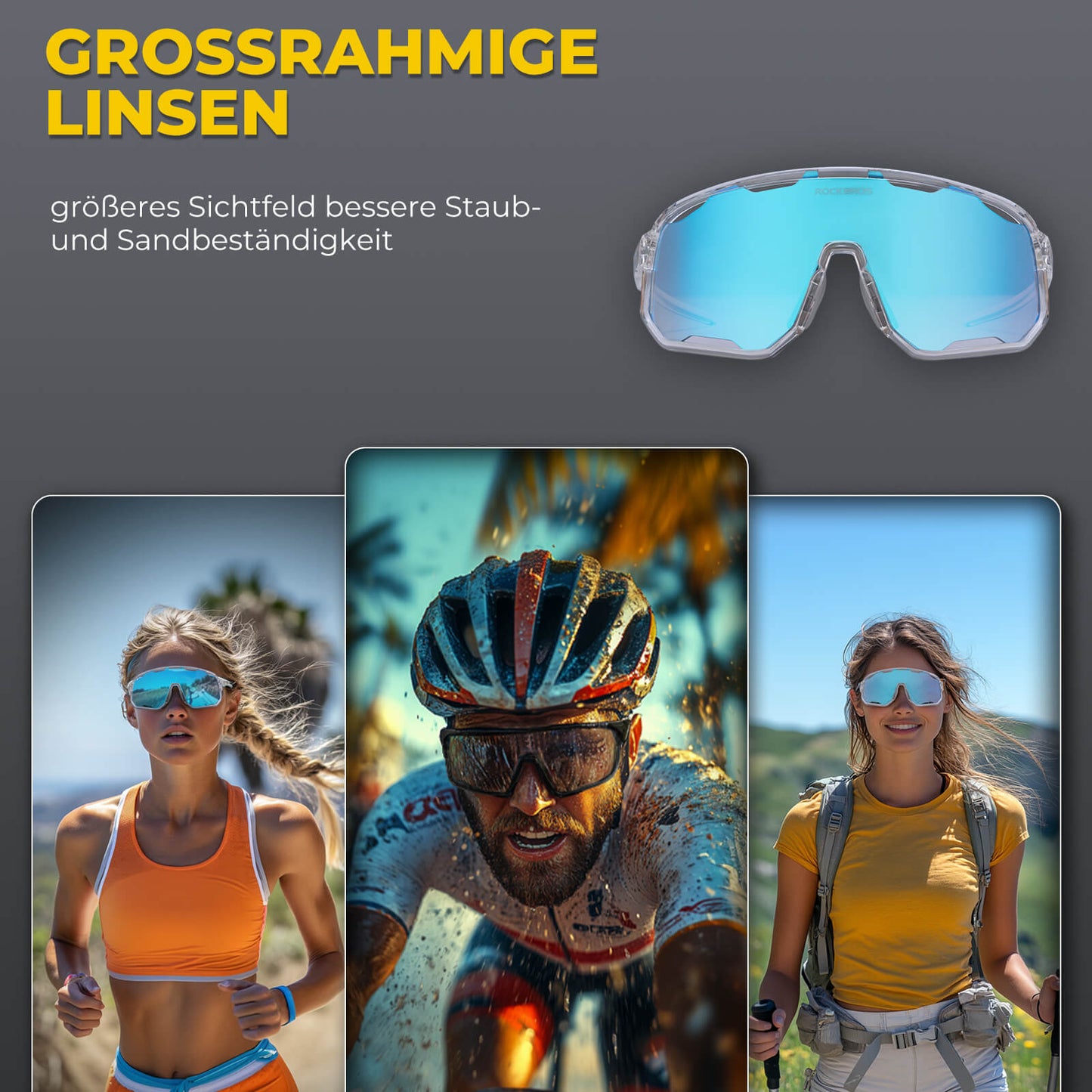 Gafas de ciclismo, gafas de sol polarizadas, protección UV, plaquetas nasales intercambiables, mujer/hombre, ROCKBROS