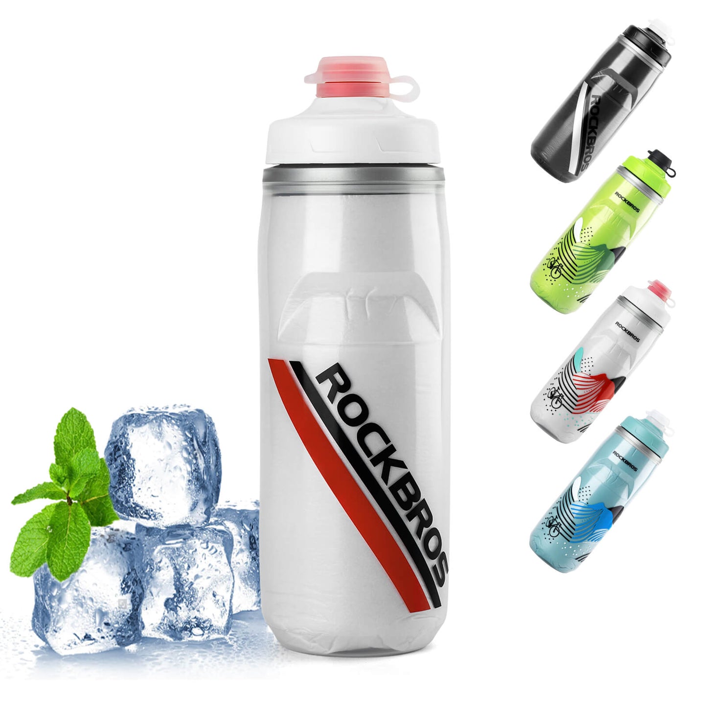 Botella de ciclismo de 620 ml, botella deportiva con función de enfriamiento de 5 horas, ROCKBROS