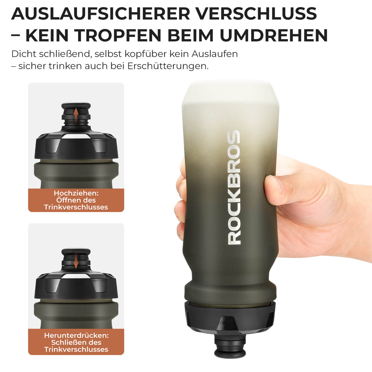 ROCKBROS Botella de bicicleta con cierre Pull-Top a prueba de fugas 600/750ml