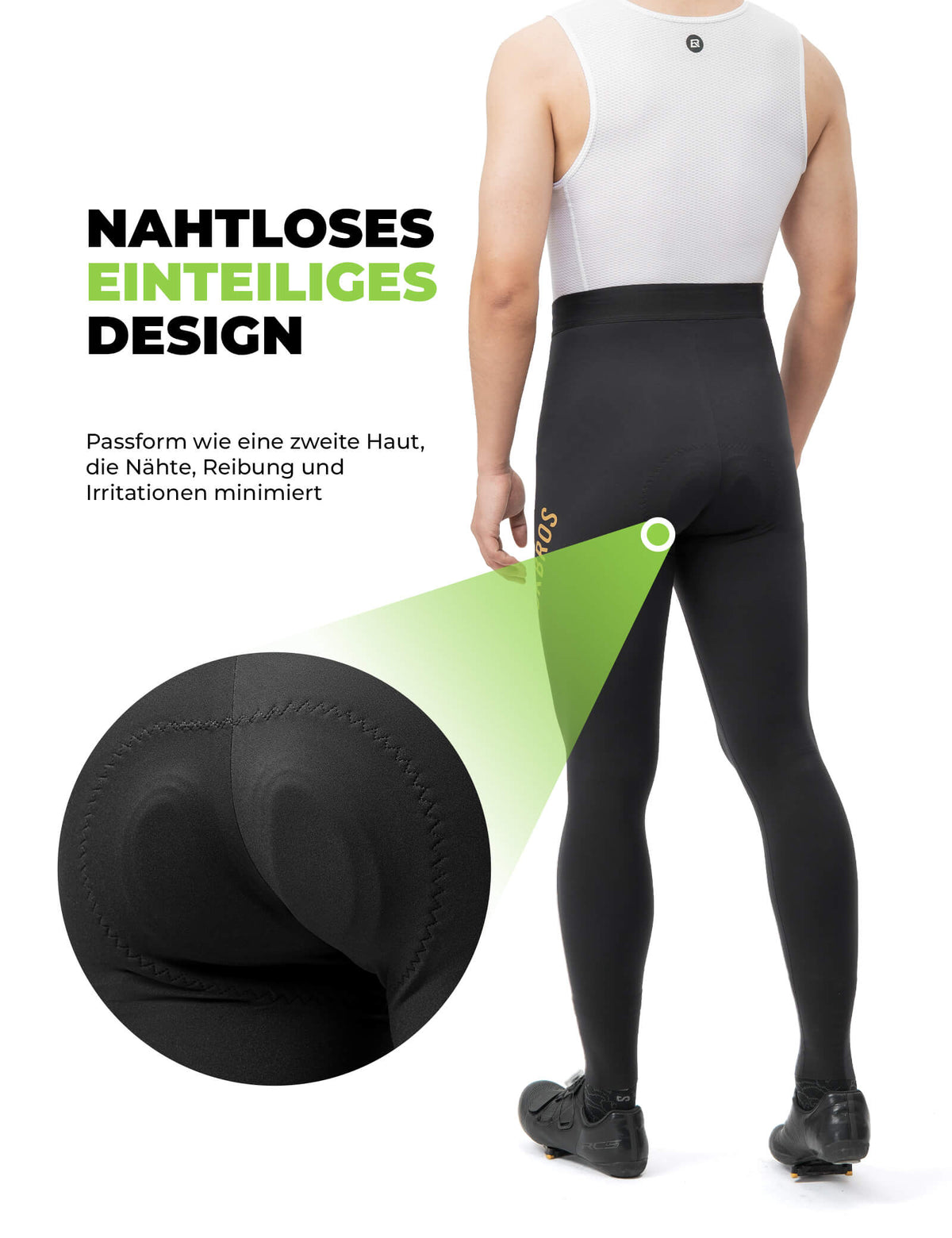 ROCKBROS Culote de Ciclismo Largo Acolchado Sin Costuras de Secado Rápido para Hombre