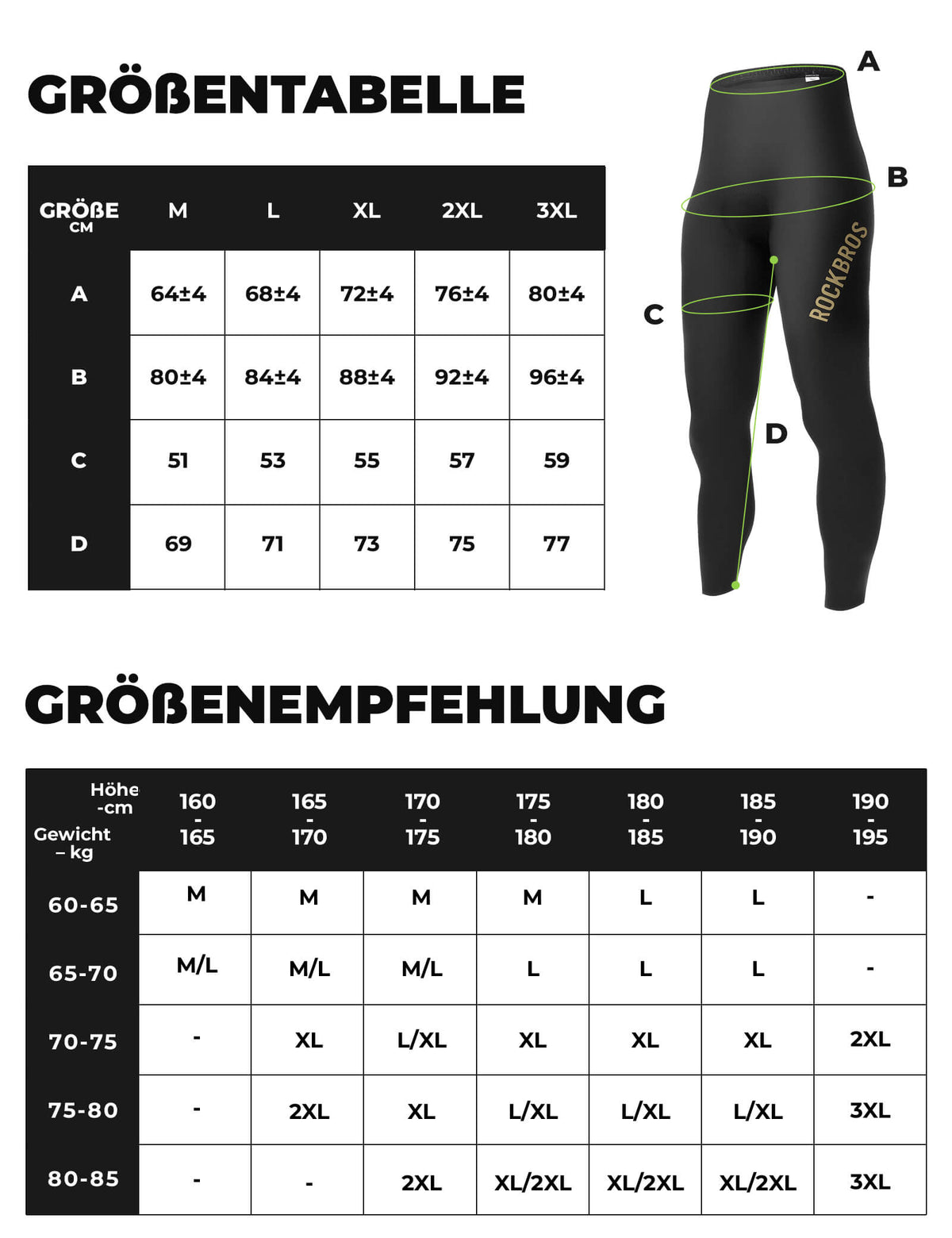 ROCKBROS Culote de Ciclismo Largo Acolchado Sin Costuras de Secado Rápido para Hombre