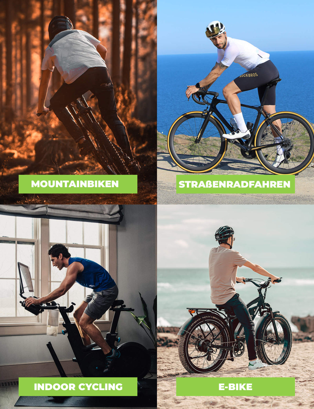 ROCKBROS Culote de Ciclismo Largo Acolchado Sin Costuras de Secado Rápido para Hombre