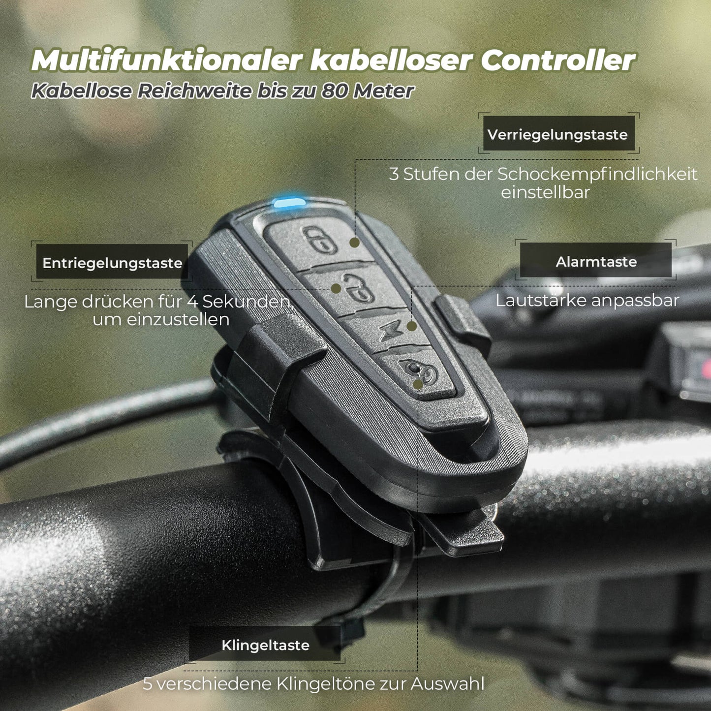 Timbre de bicicleta eléctrico inalámbrico con sirena de advertencia, IPX5, ROCKBROS