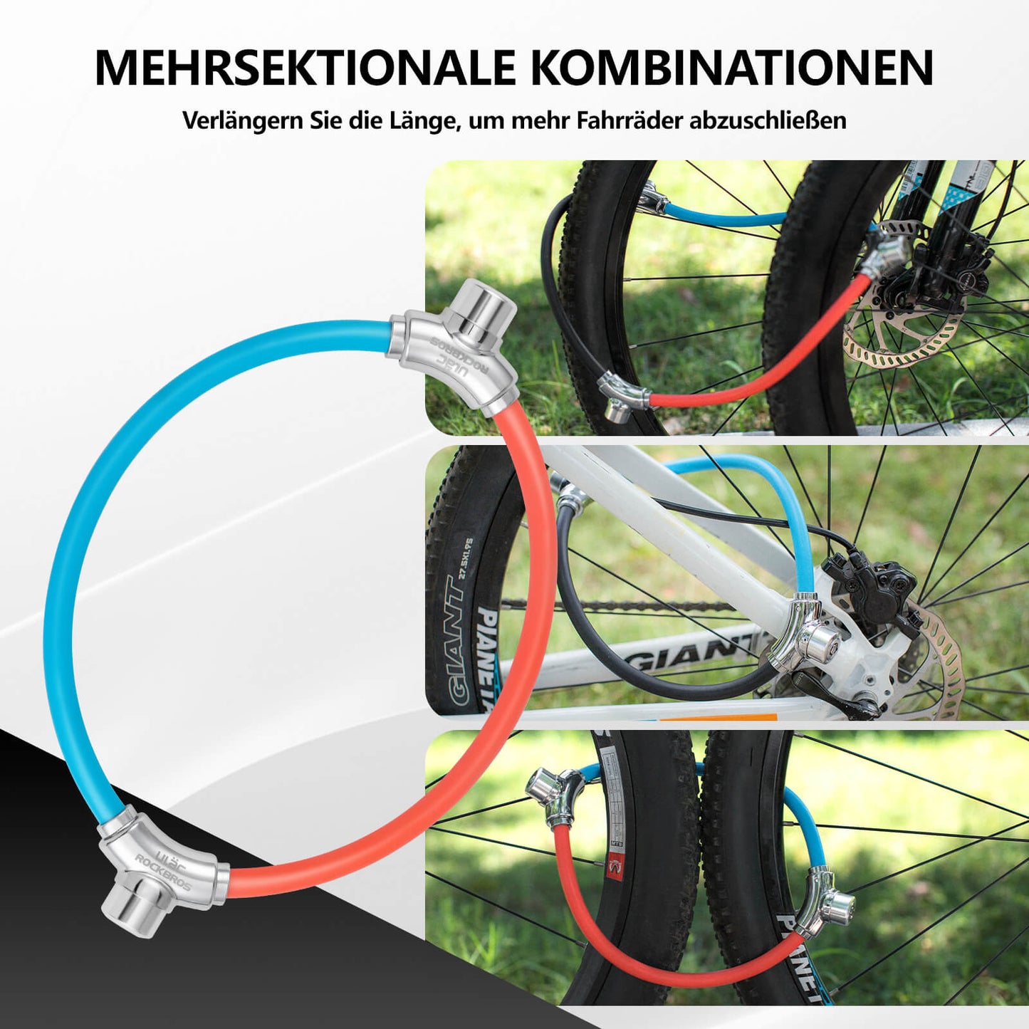 Candado de bicicleta con cable y cierres de velcro, no necesita llave, ROCKBROS