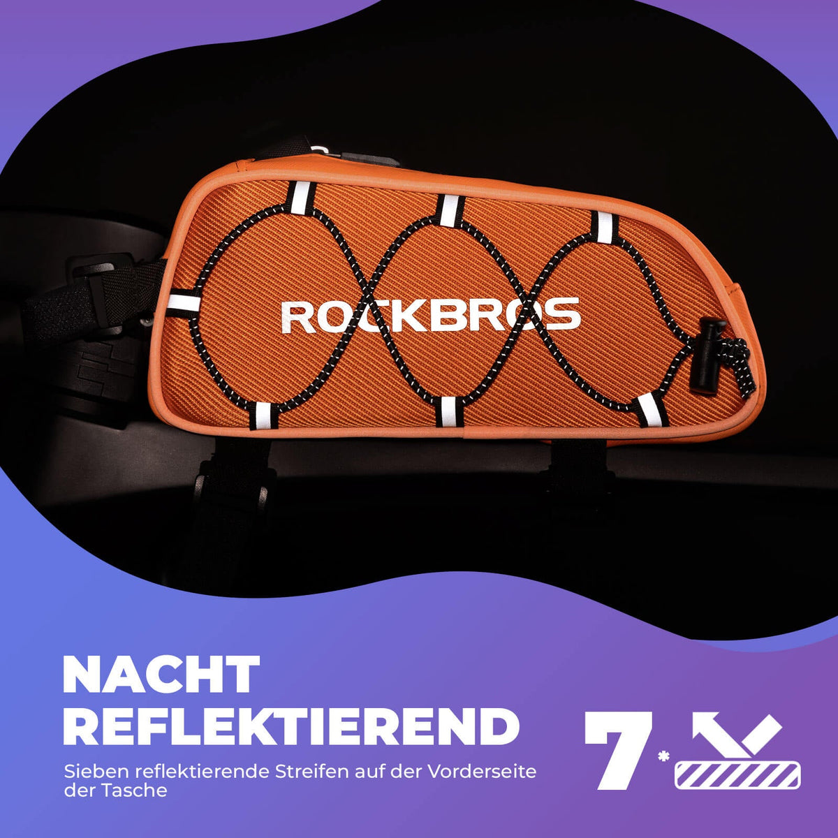 ROCKBROS Bolsa del Tubo Superior 1 L Totalmente Reflejante Blanco/Naranja