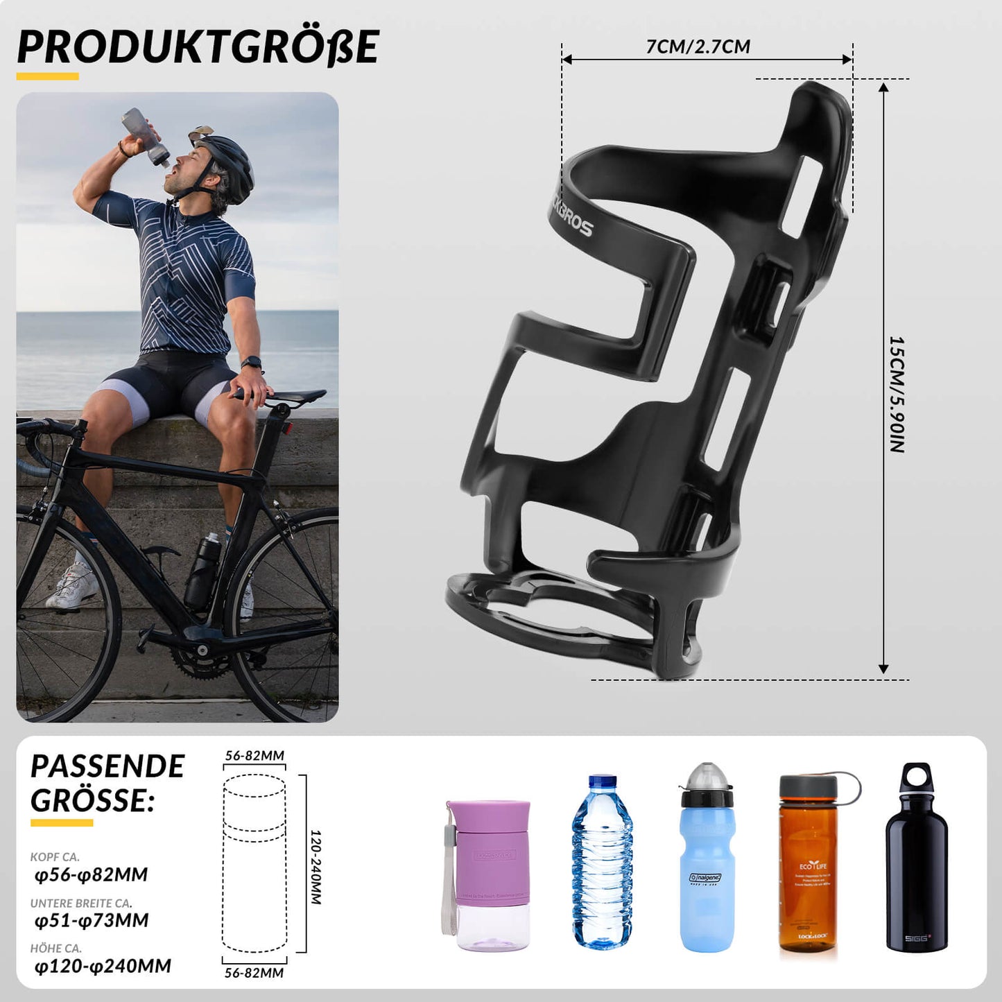 Portabotellas, accesorio para bicicleta, ligero, resistente, ROCKBROS
