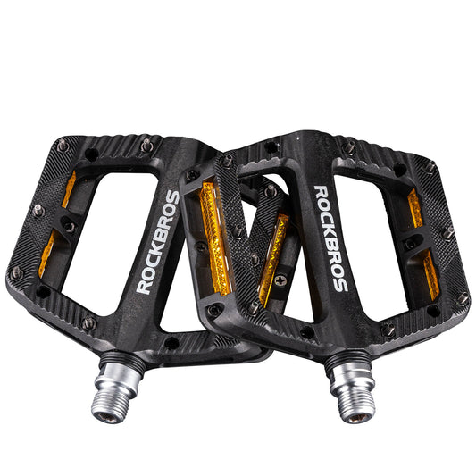 ROCKBROS Pedales planos para bicicleta antideslizantes con bandas reflectantes