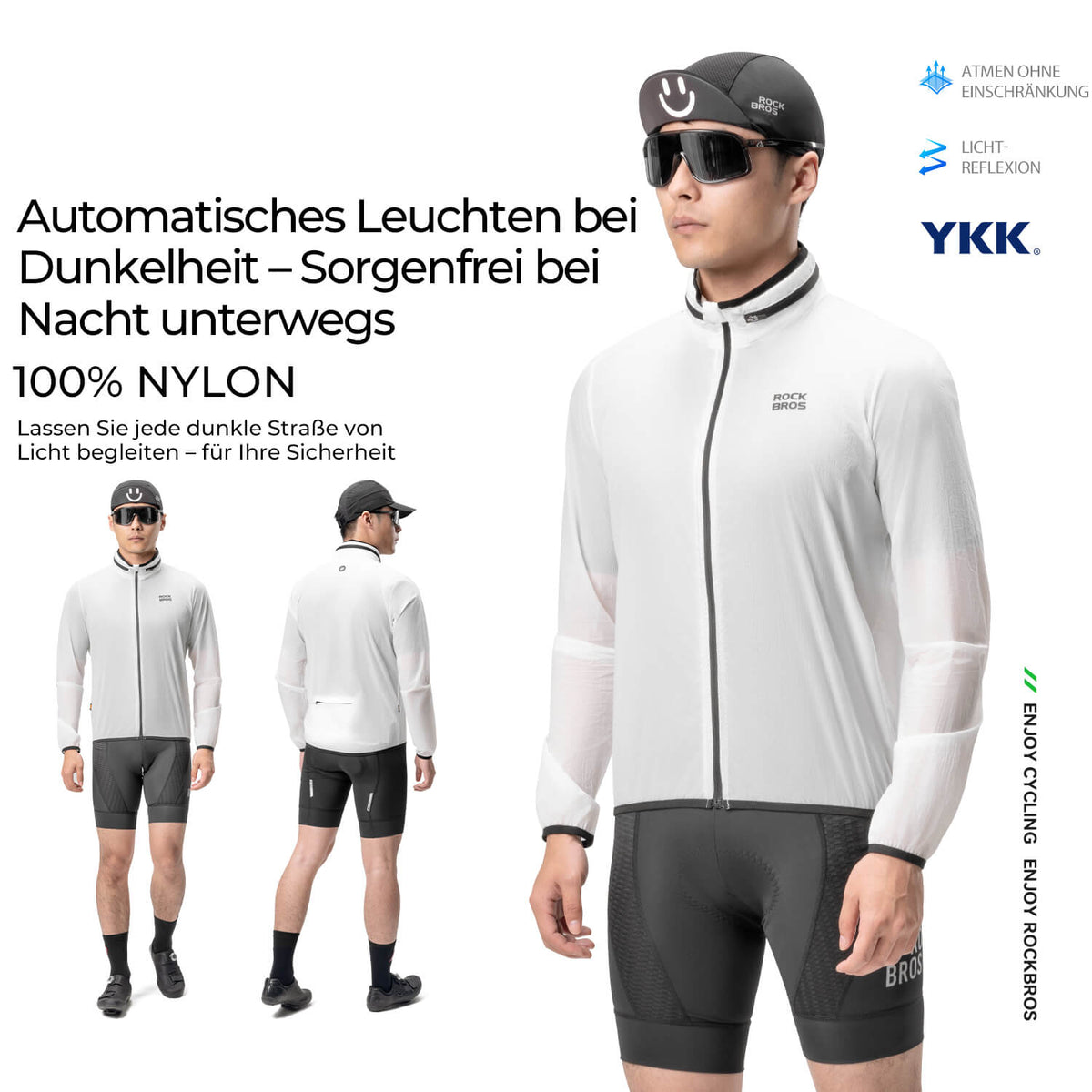 ROCKBROS Chaqueta Ligera de Ciclismo Luminiscente Plegable Verano Hombre/Mujer