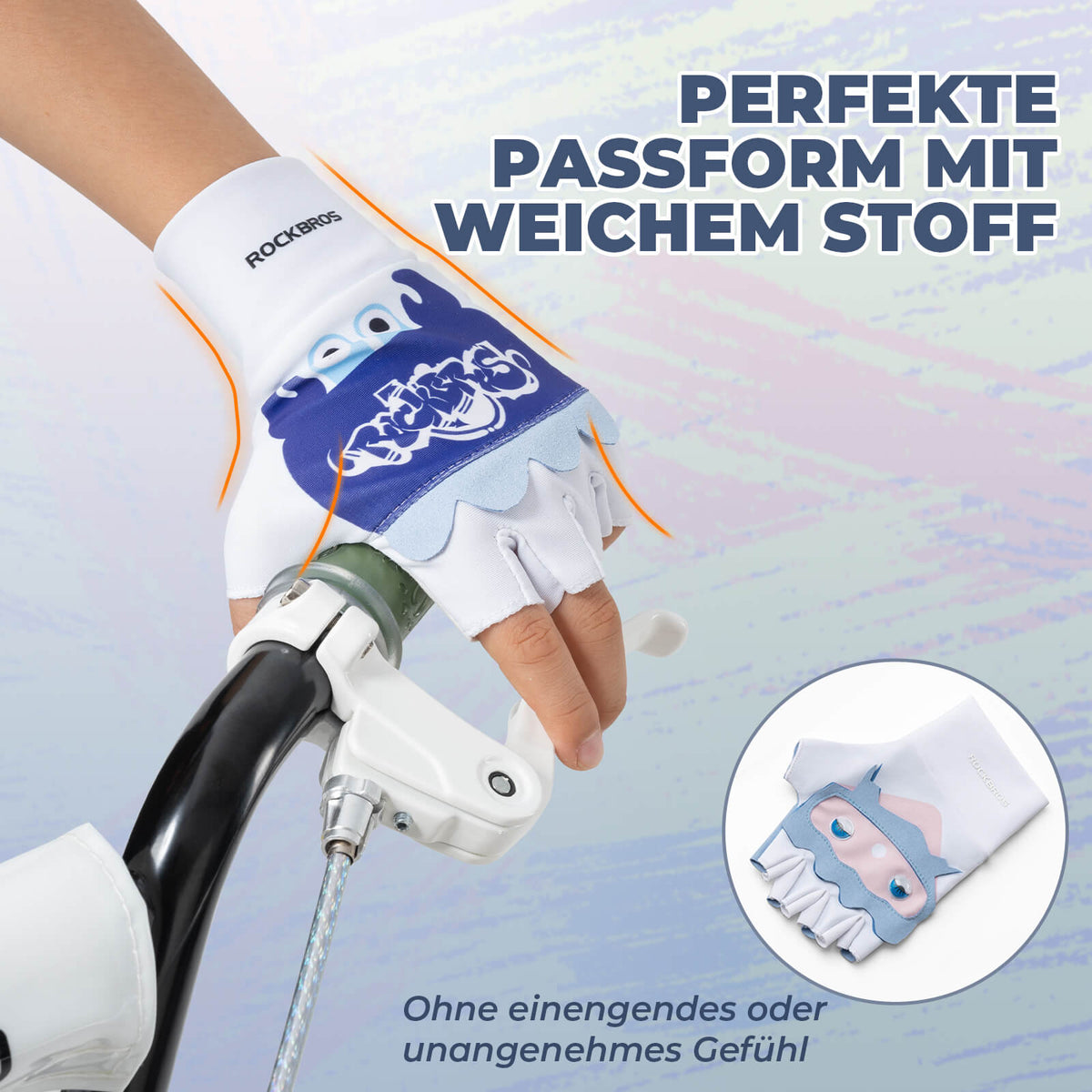 ROCKBROS Guantes de bicicleta para niños de media finger fingerless