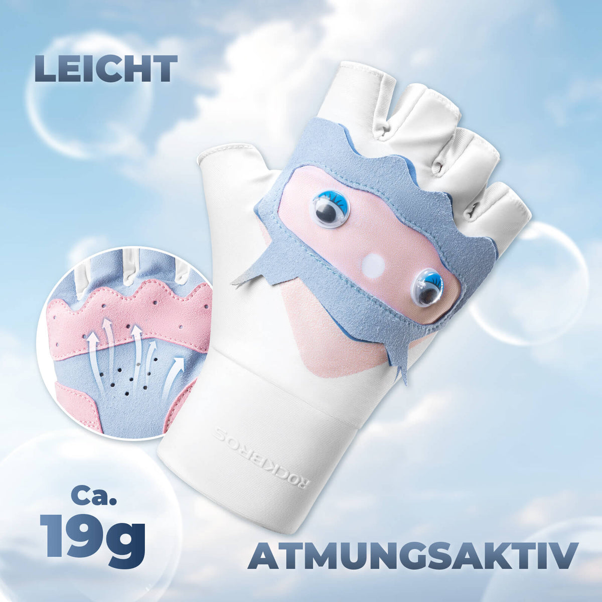 ROCKBROS Guantes de bicicleta para niños de media finger fingerless