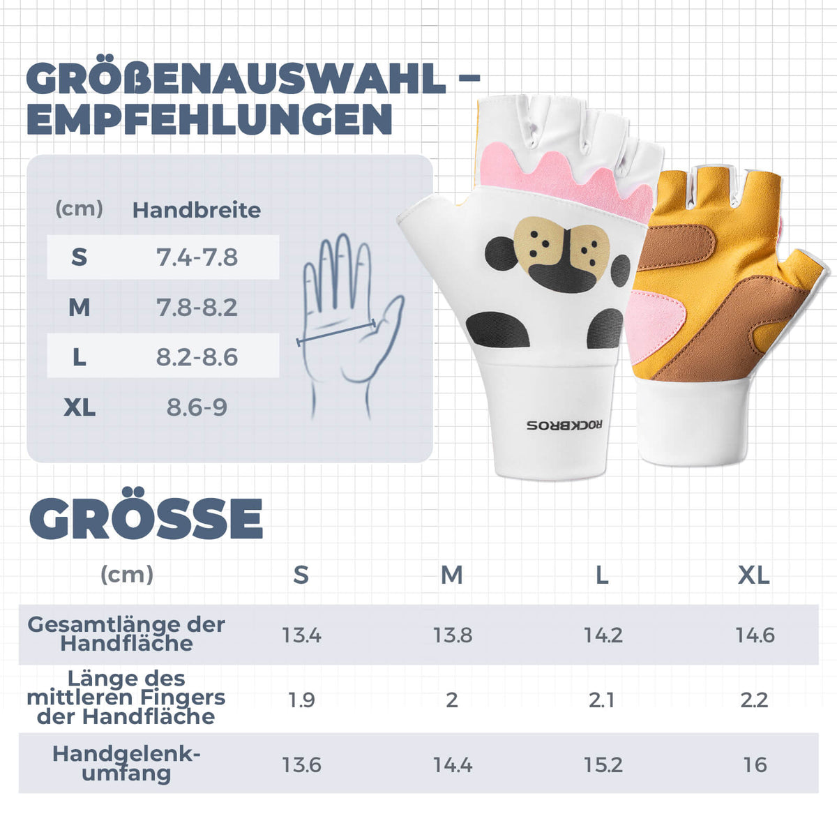 ROCKBROS Guantes de bicicleta para niños de media finger fingerless