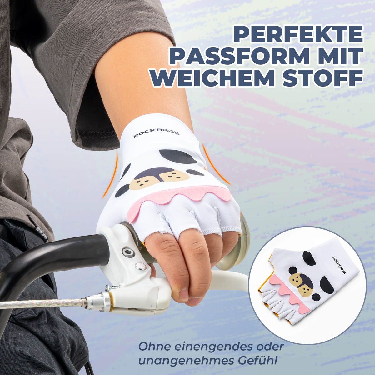 ROCKBROS Guantes de bicicleta para niños de media finger fingerless