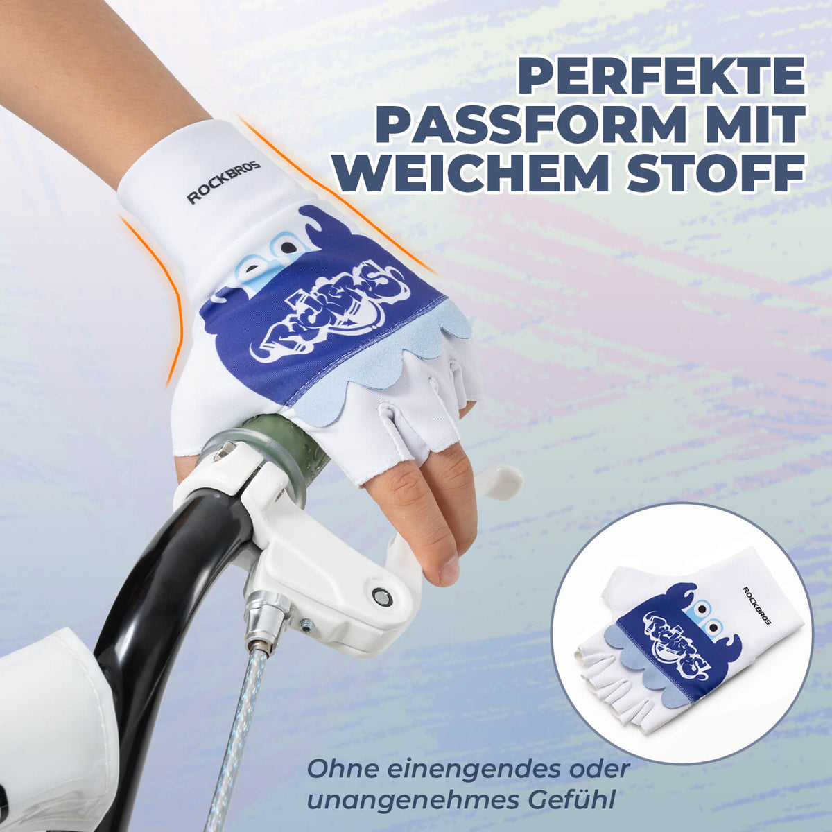 ROCKBROS Guantes de bicicleta para niños de media finger fingerless