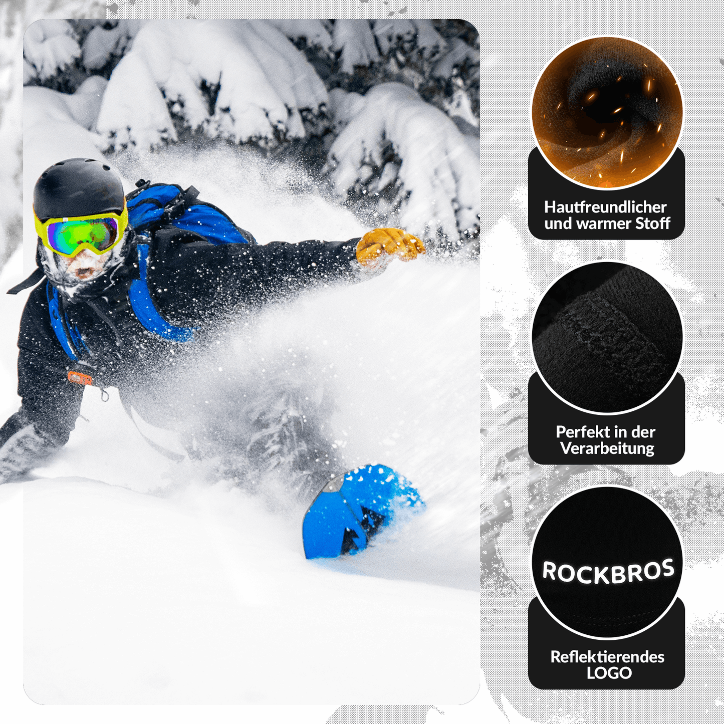 Pasamontañas de invierno para niños y niñas ROCKBROS