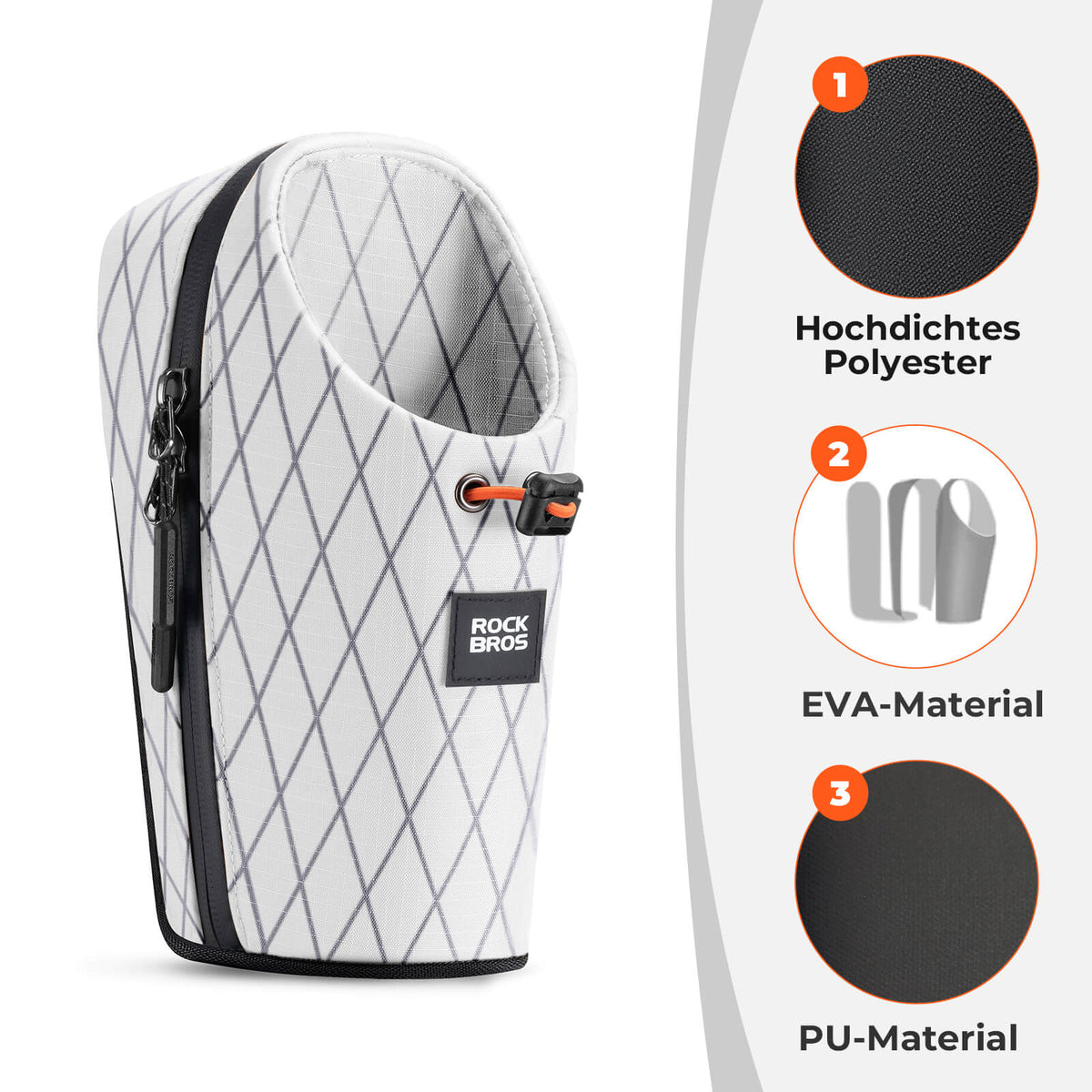 ROCKBROS Bolsa de manillar con portabotellas 1.5L para botellas Ø7 cm