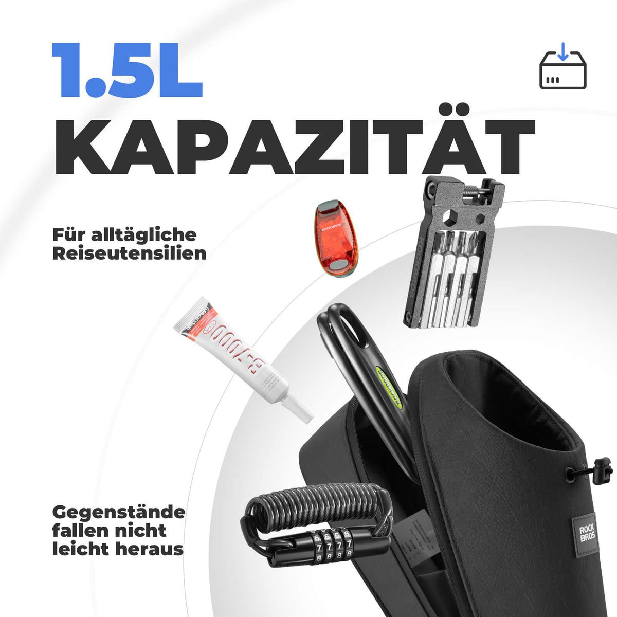 ROCKBROS Bolsa de manillar con portabotellas 1.5L para botellas Ø7 cm