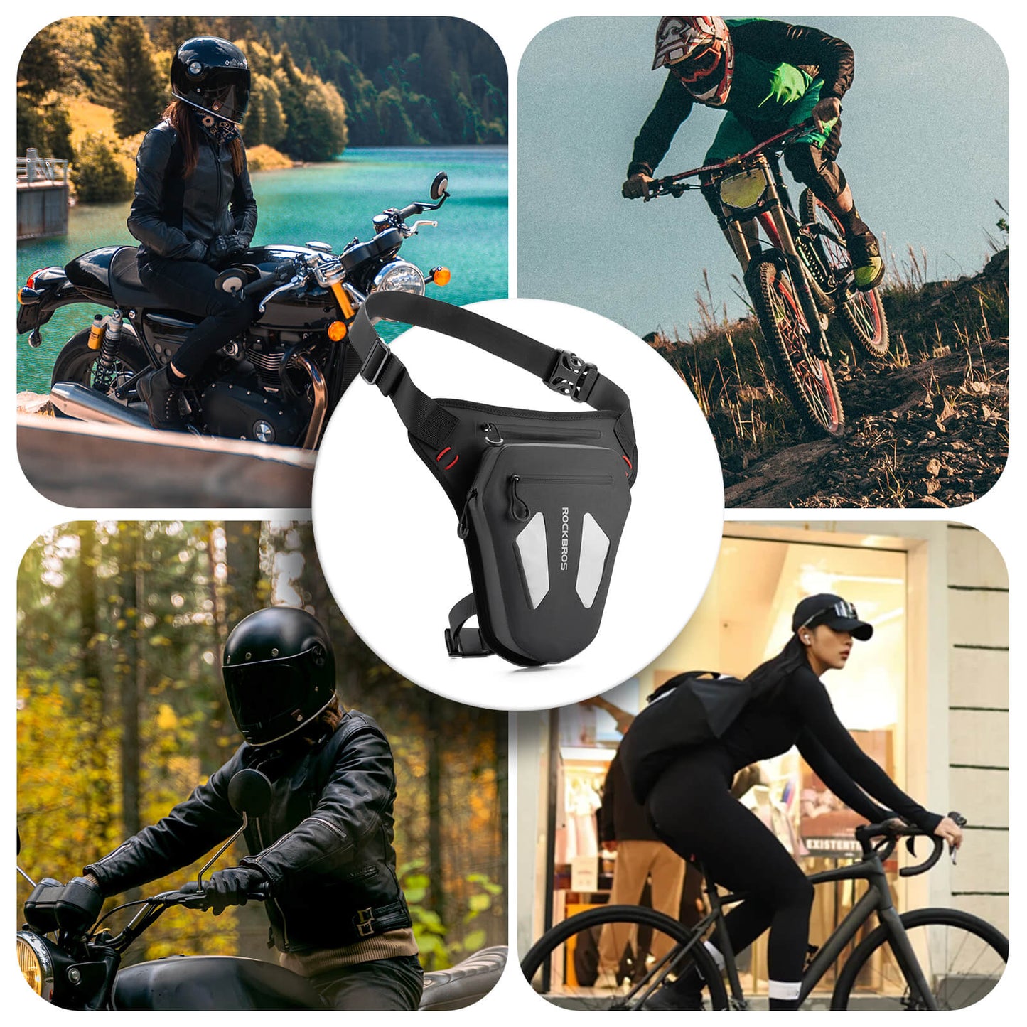 Bolsa para pierna de motocicleta, bolsa para pierna, riñonera con correas para los hombros, ROCKBROS