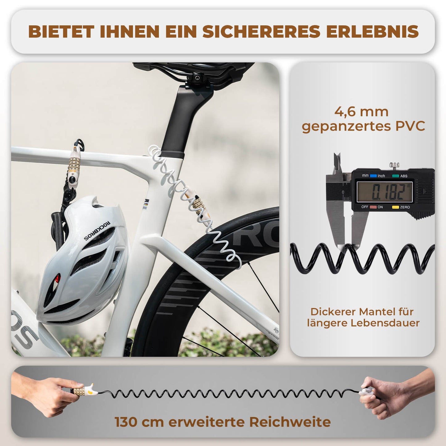 Candado de bicicleta multifuncional, candado de combinación para niños, candado para casco, ROCKBROS