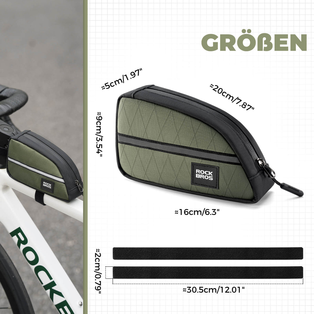 ROCKBROS Bolsa de tubo superior 0,8L Ligera para bicicleta plegable