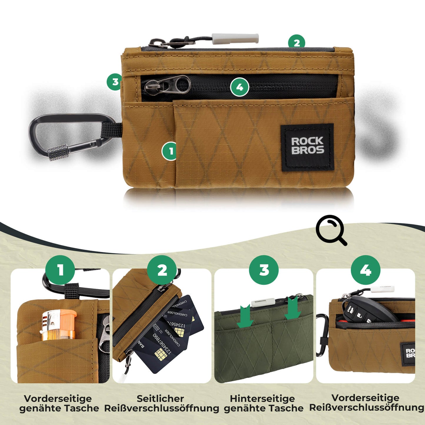 Cartera, monedero, funda para móvil, portátil con candado, ROCKBROS