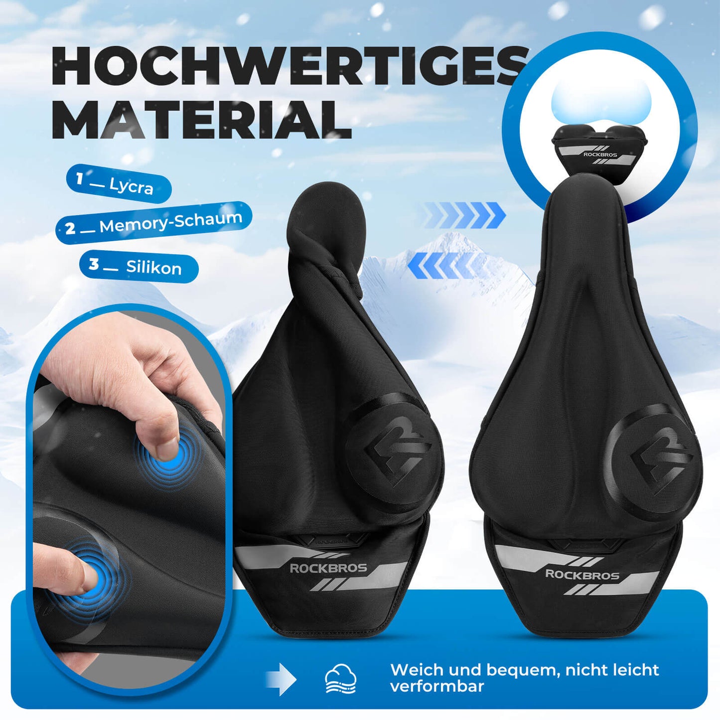 Funda de sillín calefactable con cierres rápidos para MTB, bicicleta de carretera y bicicleta eléctrica de Rockbros