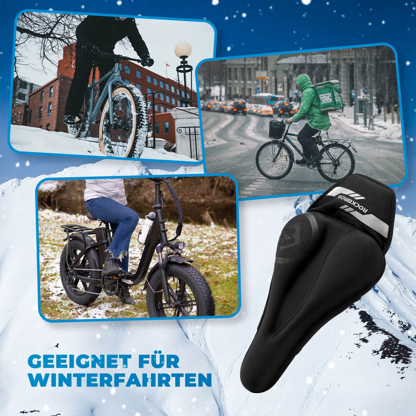 Funda de sillín calefactable con cierres rápidos para MTB, bicicleta de carretera y bicicleta eléctrica de Rockbros