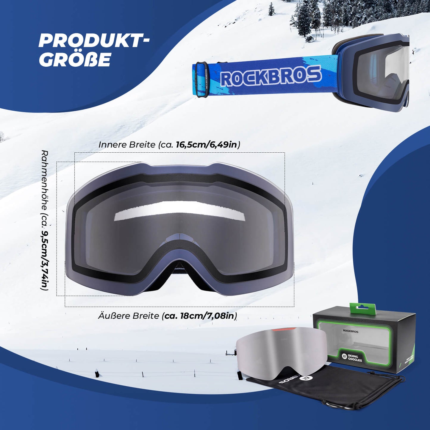 Gafas de esquí, gafas de nieve, polarizadas, gafas deportivas compatibles con casco, esquí, ROCKBROS