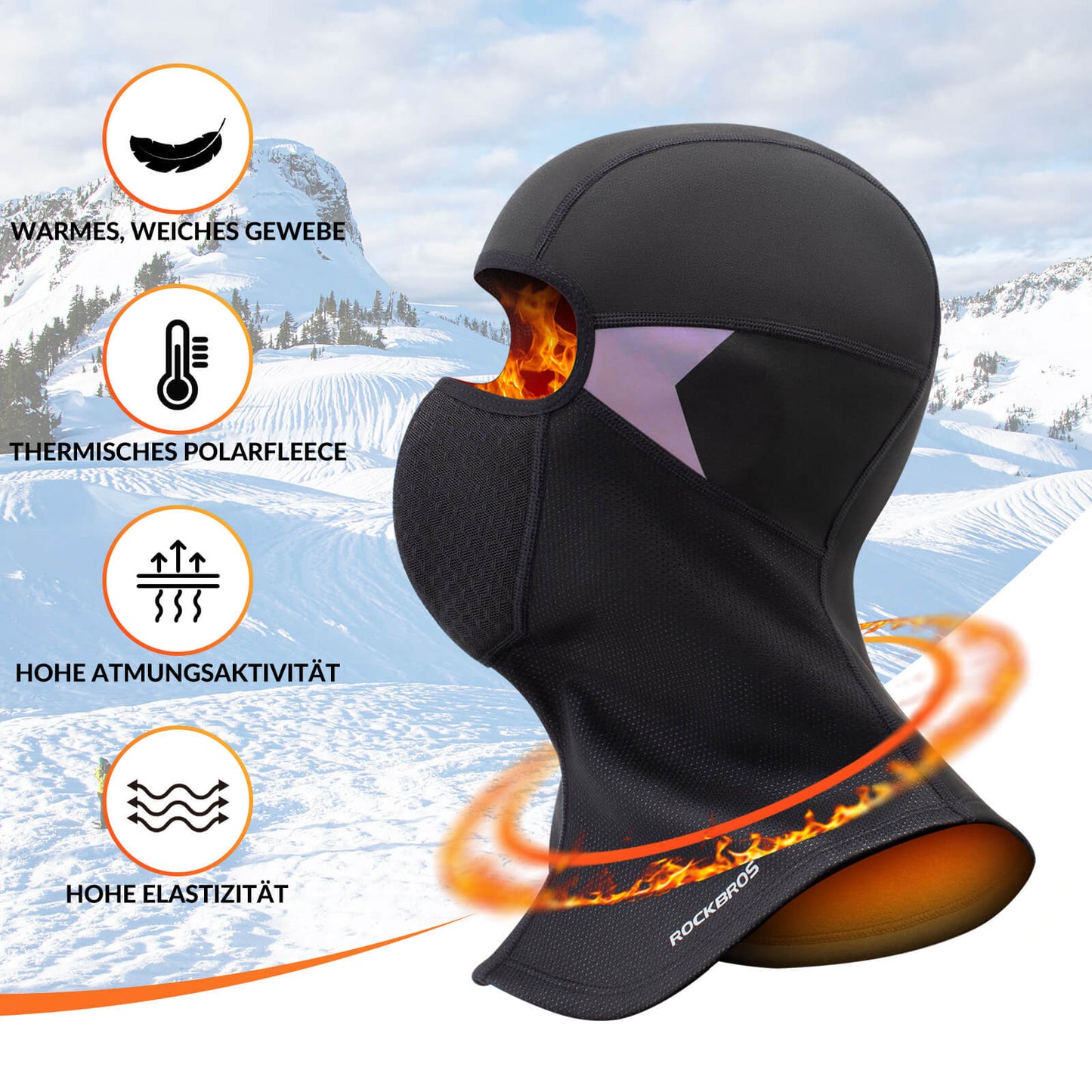 Pasamontañas de invierno, mascarilla cálida y resistente al viento ROCKBROS