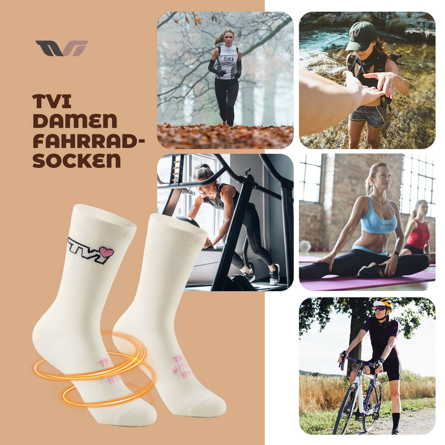 Calcetines deportivos TVI para mujer, transpirables, para ciclismo, de invierno, ROCKBROS