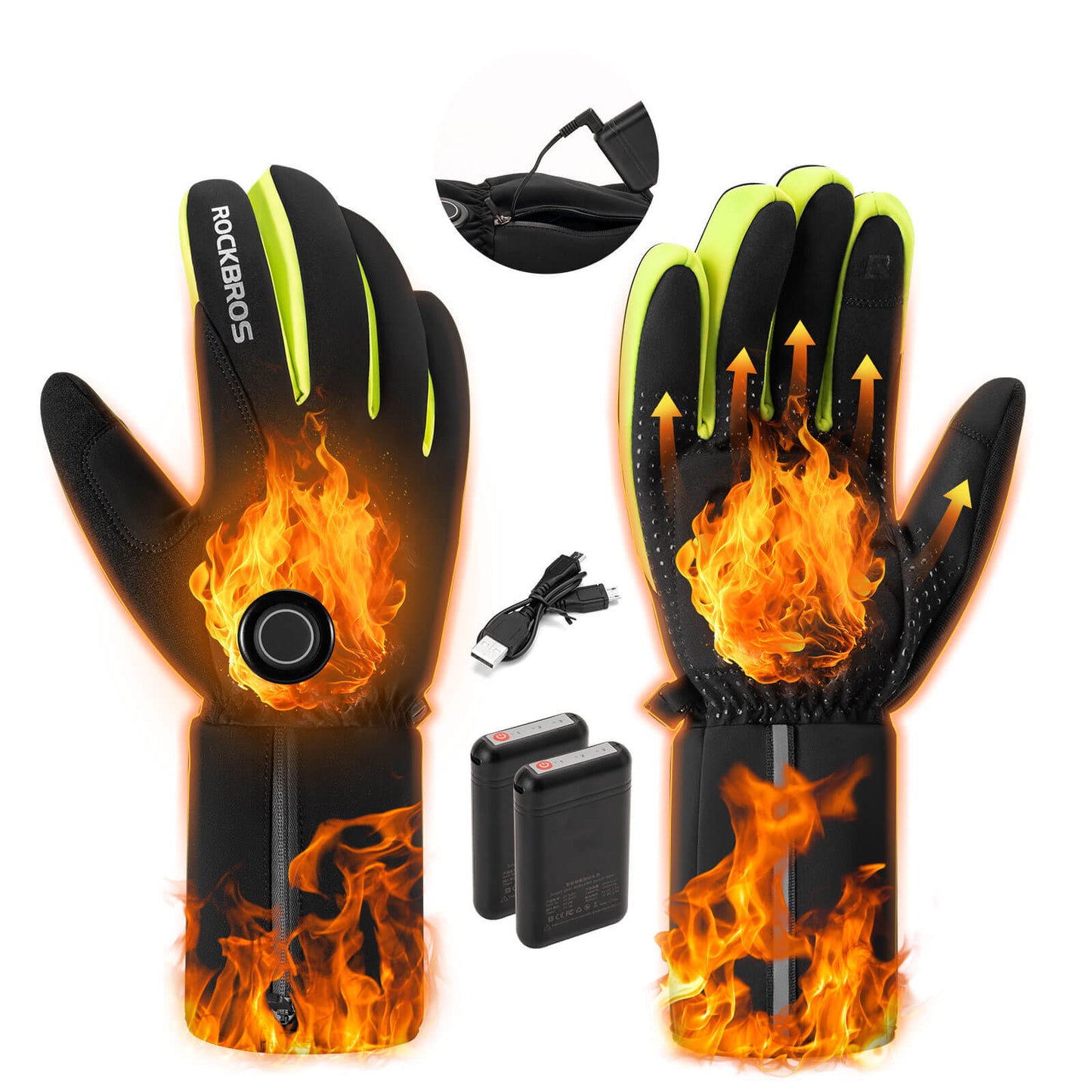 Guantes de ciclismo calefactables de invierno con pantalla táctil M-2XL ROCKBROS