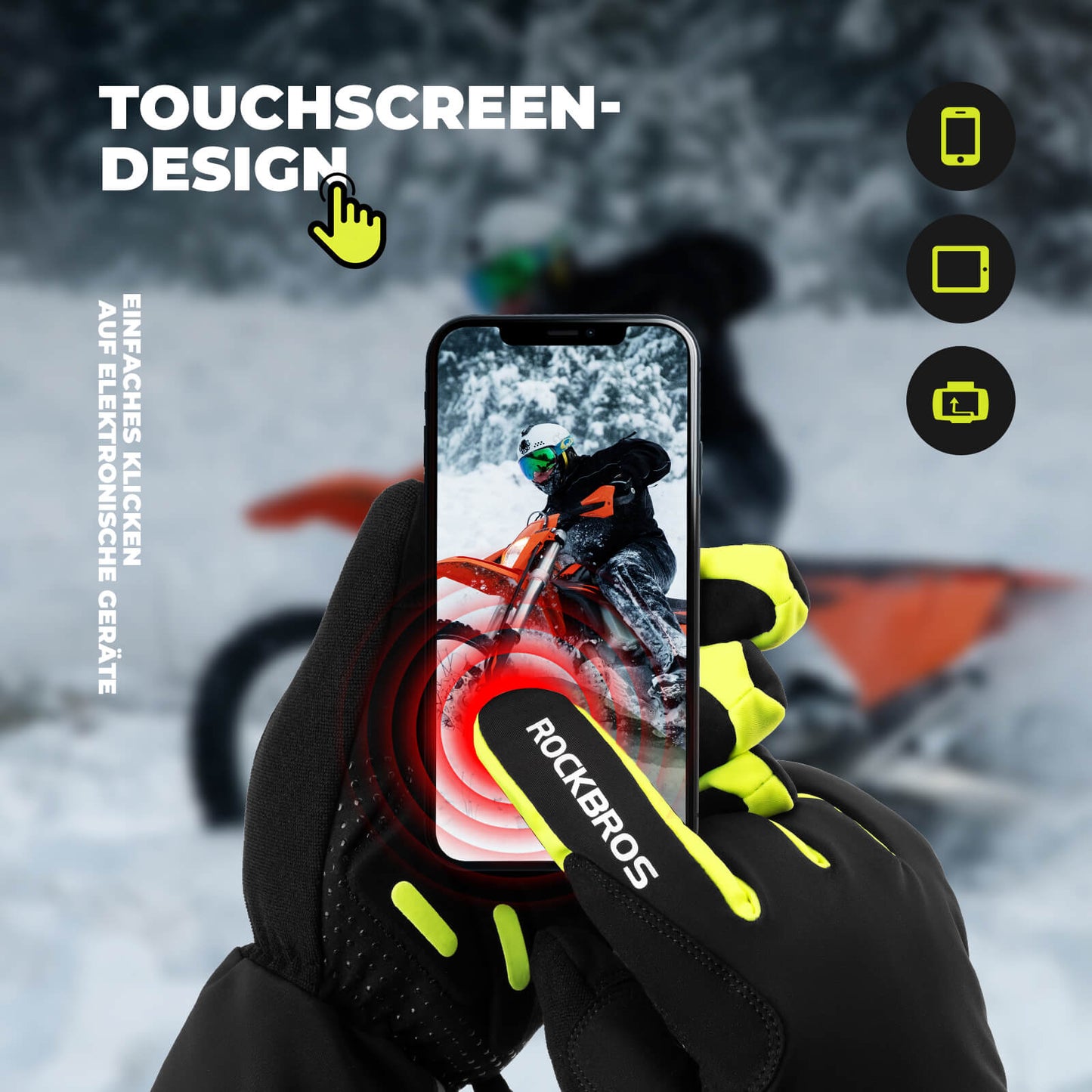 Guantes de ciclismo calefactables de invierno con pantalla táctil M-2XL ROCKBROS