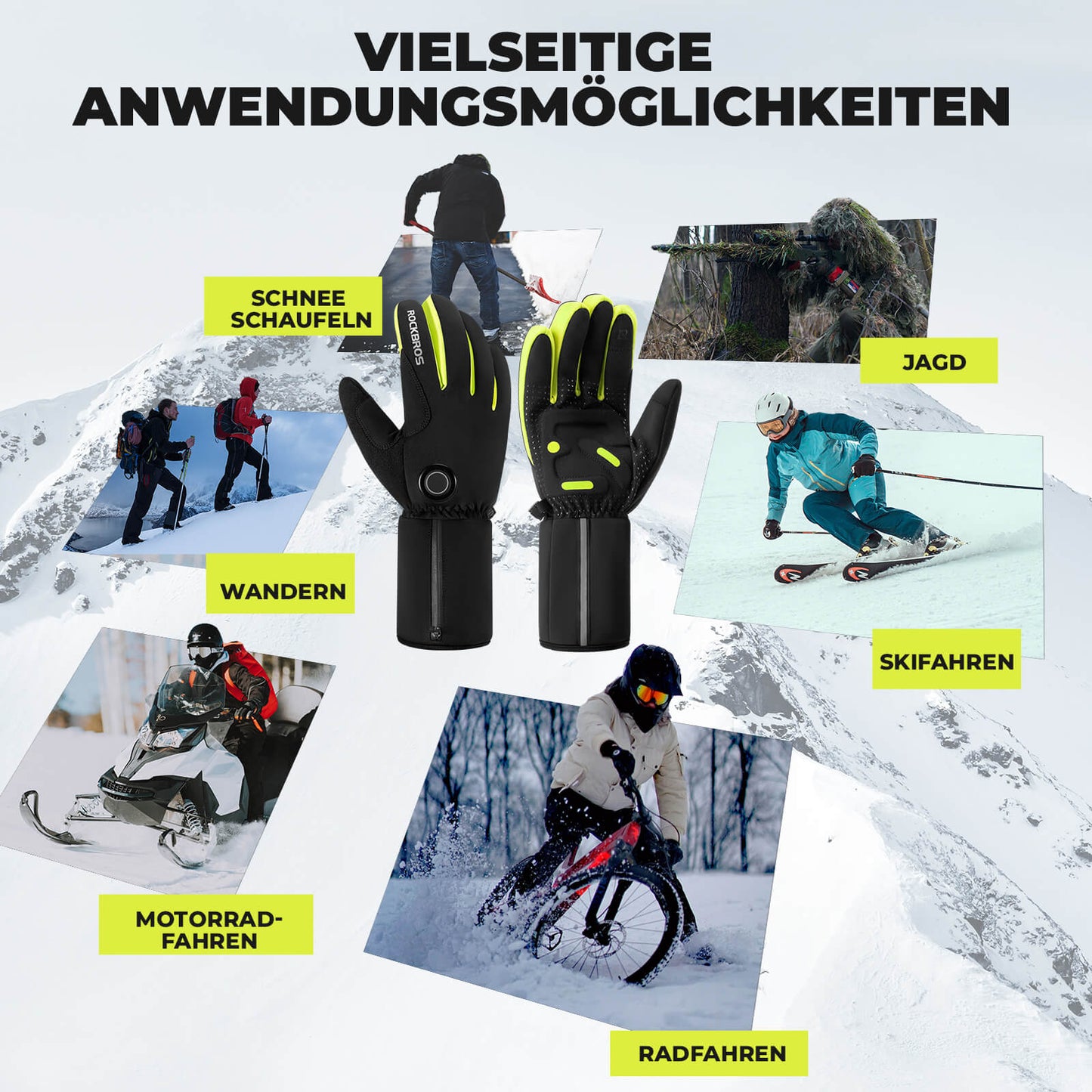 Guantes de ciclismo calefactables de invierno con pantalla táctil M-2XL ROCKBROS