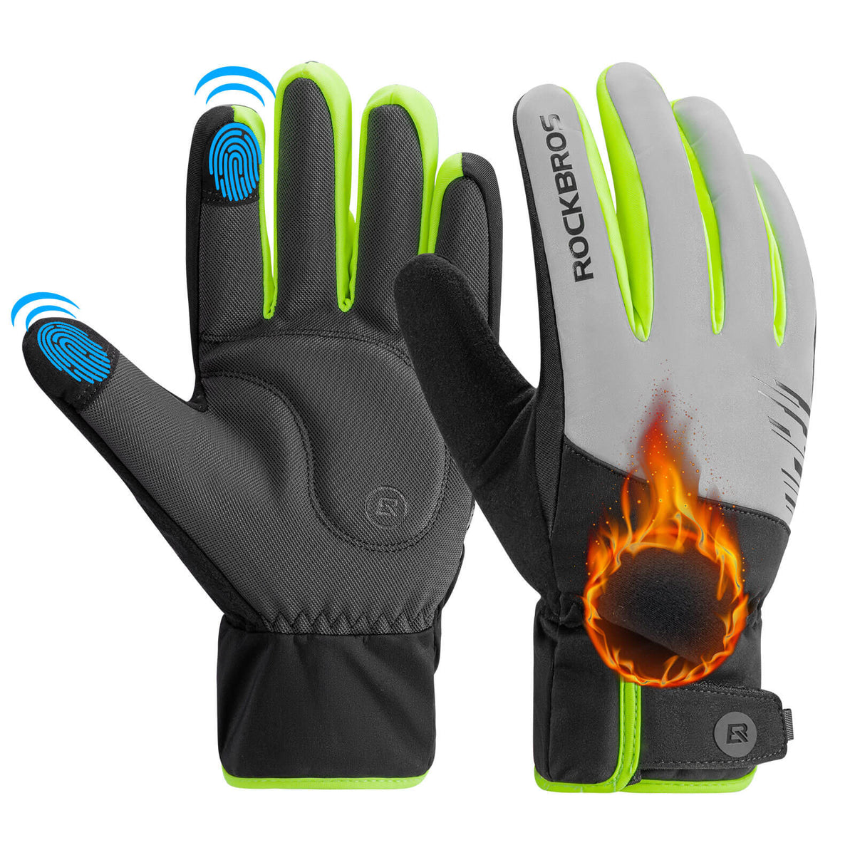 ROCKBROS Guantes de Invierno para Bicicleta Táctiles Cálidos Cortaviento