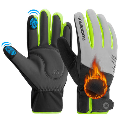ROCKBROS Guantes de Invierno para Bicicleta Táctiles Cálidos Cortaviento