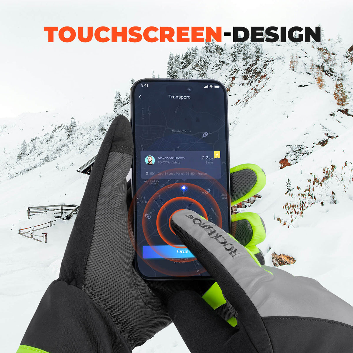 ROCKBROS Guantes de Invierno para Bicicleta Táctiles Cálidos Cortaviento