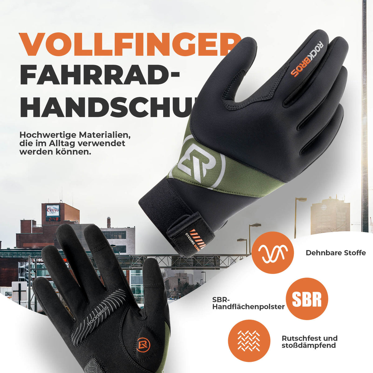 ROCKBROS Guantes de ciclismo de otoño compatibles con pantalla táctil