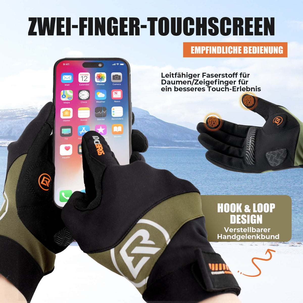 ROCKBROS Guantes de ciclismo de otoño compatibles con pantalla táctil