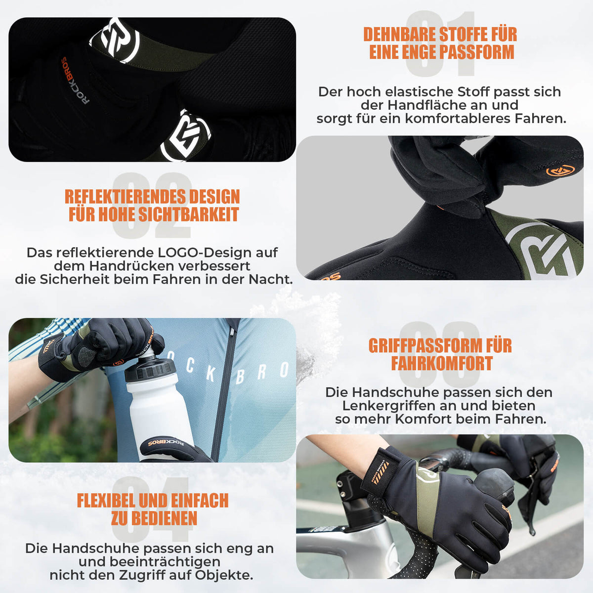 ROCKBROS Guantes de ciclismo de otoño compatibles con pantalla táctil
