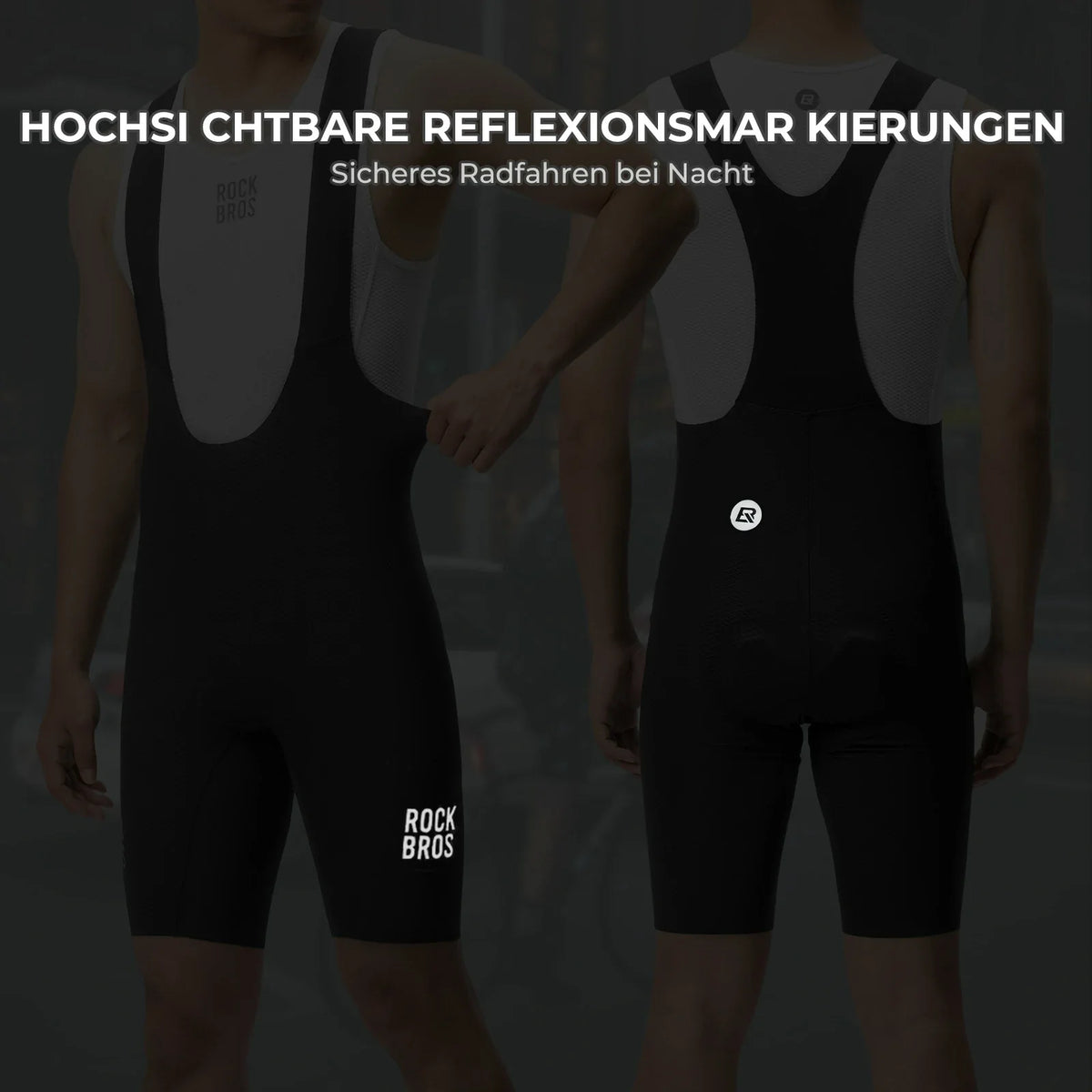 ROCKBROS Culote de Ciclismo Hombre Corto Acolchado con Tirantes, Culote Corto con Reflectores Verano