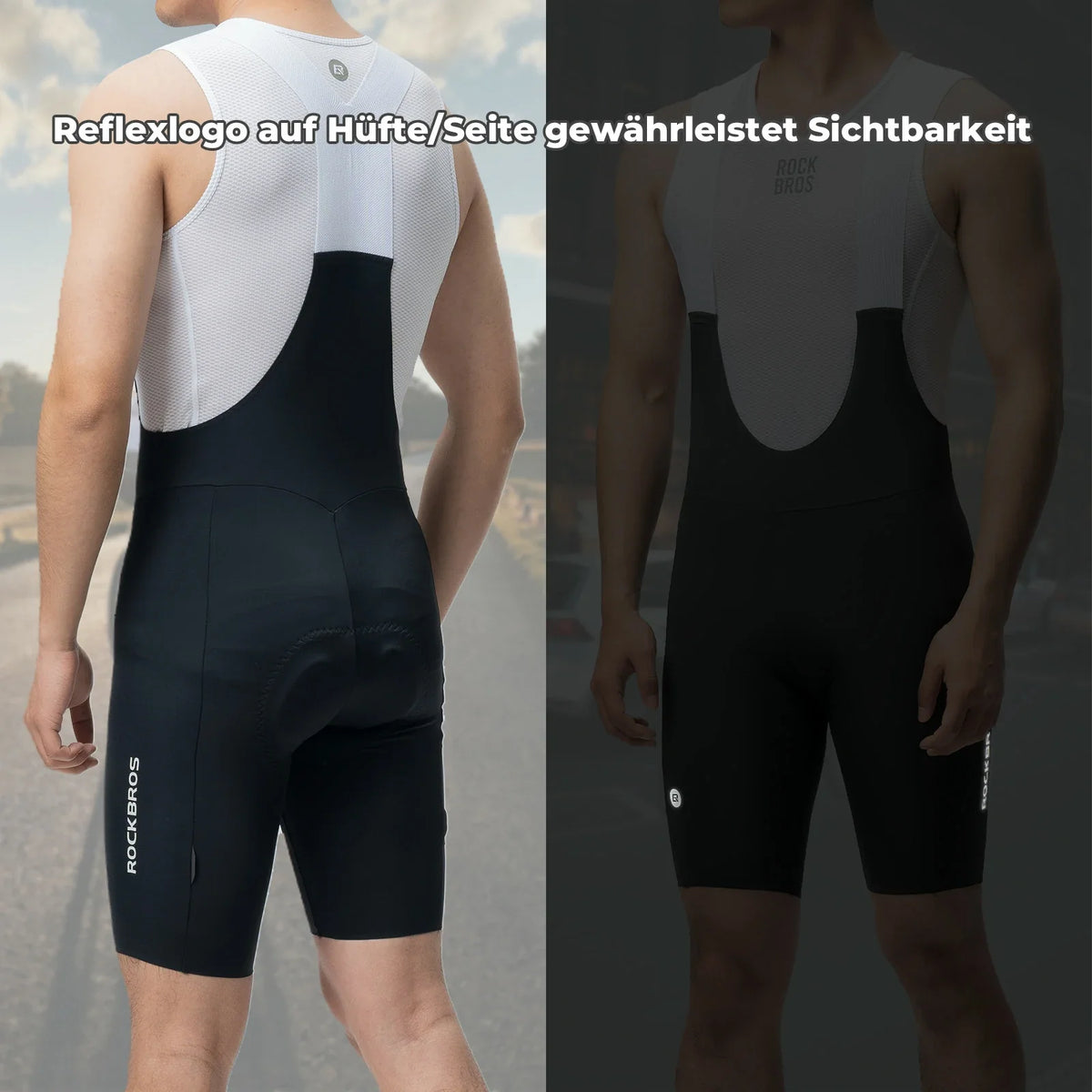 ROCKBROS Culotte de Ciclismo Hombre Acolchada, Pantalón Corto de Ciclismo, Bib Shorts con Tirantes, Culote con Tirantes Ciclismo