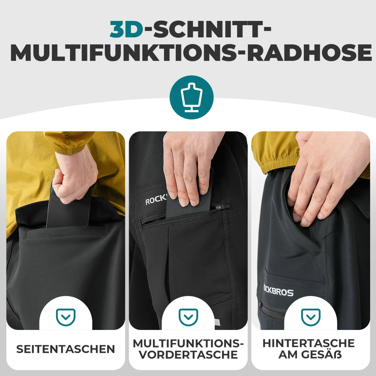 ROCKBROS Culote de Ciclismo para Hombre con Acolchado 4D
