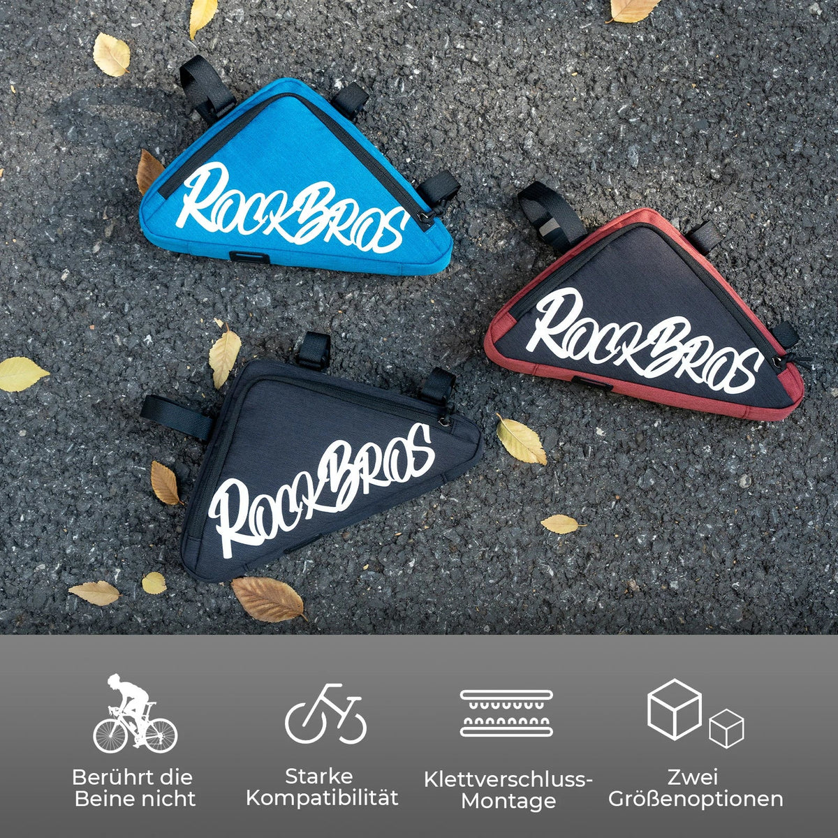 ROCKBROS Bolsa de Cuadro para Bicicleta Bolsa Triangular 0.8L–1.4L