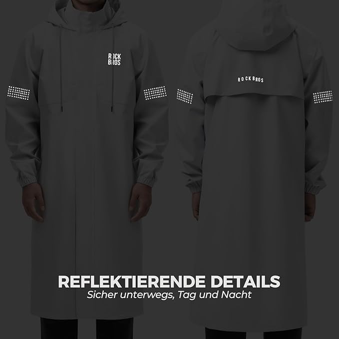 ROCKBROS Chaqueta de lluvia impermeable transpirable capote de lluvia abrigo de lluvia cortavientos