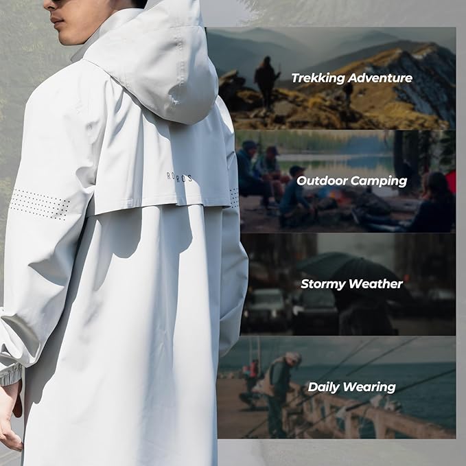 ROCKBROS Chaqueta de lluvia impermeable transpirable capote de lluvia abrigo de lluvia cortavientos