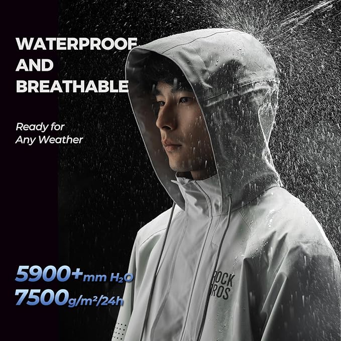 ROCKBROS Chaqueta de lluvia impermeable transpirable capote de lluvia abrigo de lluvia cortavientos