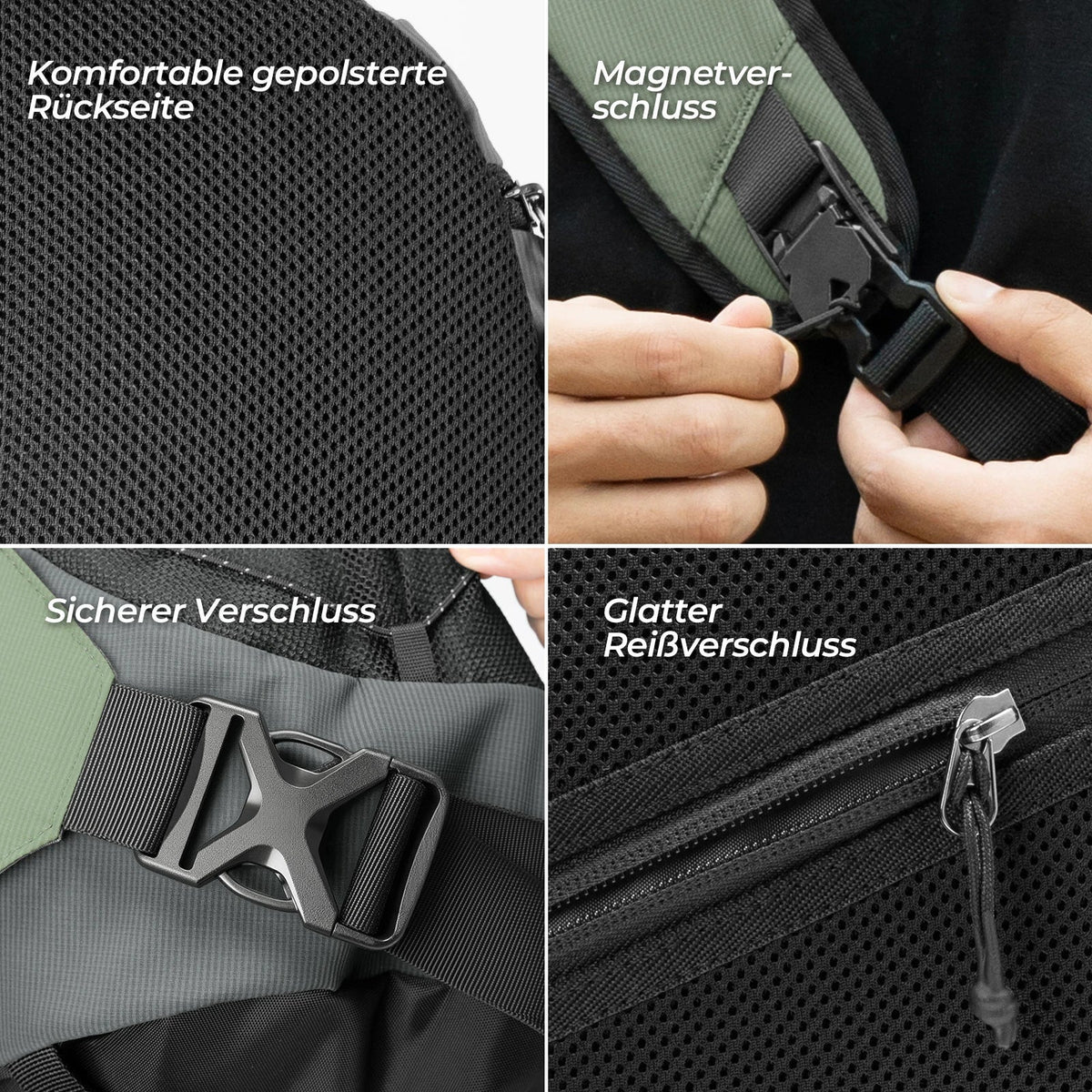 Bolsa de hombro ROCKBROS Grande, Mochila tipo bandolera con cierre magnético, Bolso cruzado