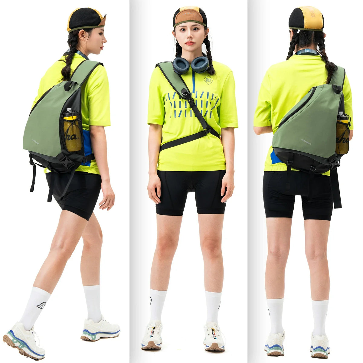 Bolsa de hombro ROCKBROS Grande, Mochila tipo bandolera con cierre magnético, Bolso cruzado