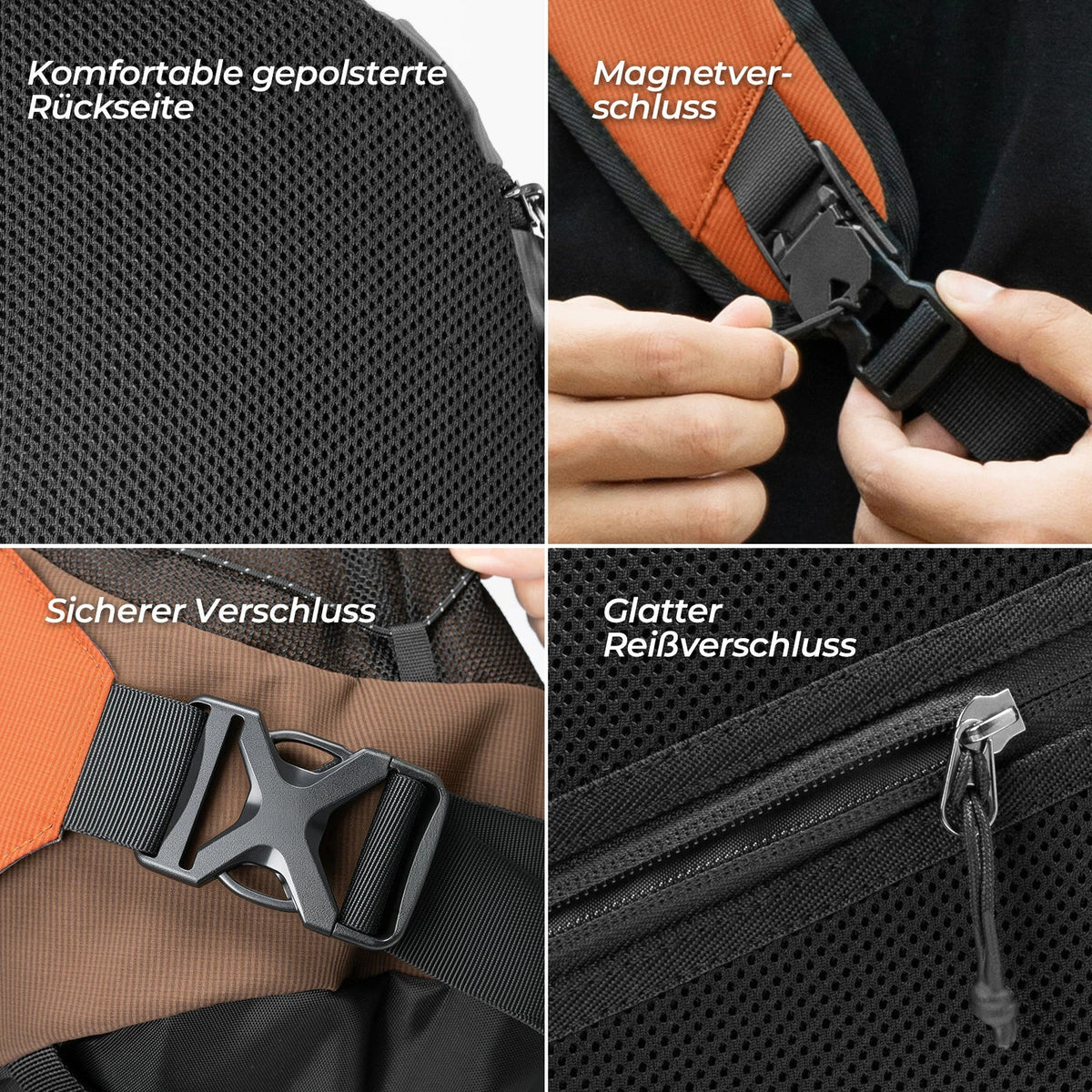 Bolsa de hombro ROCKBROS Grande, Mochila tipo bandolera con cierre magnético, Bolso cruzado