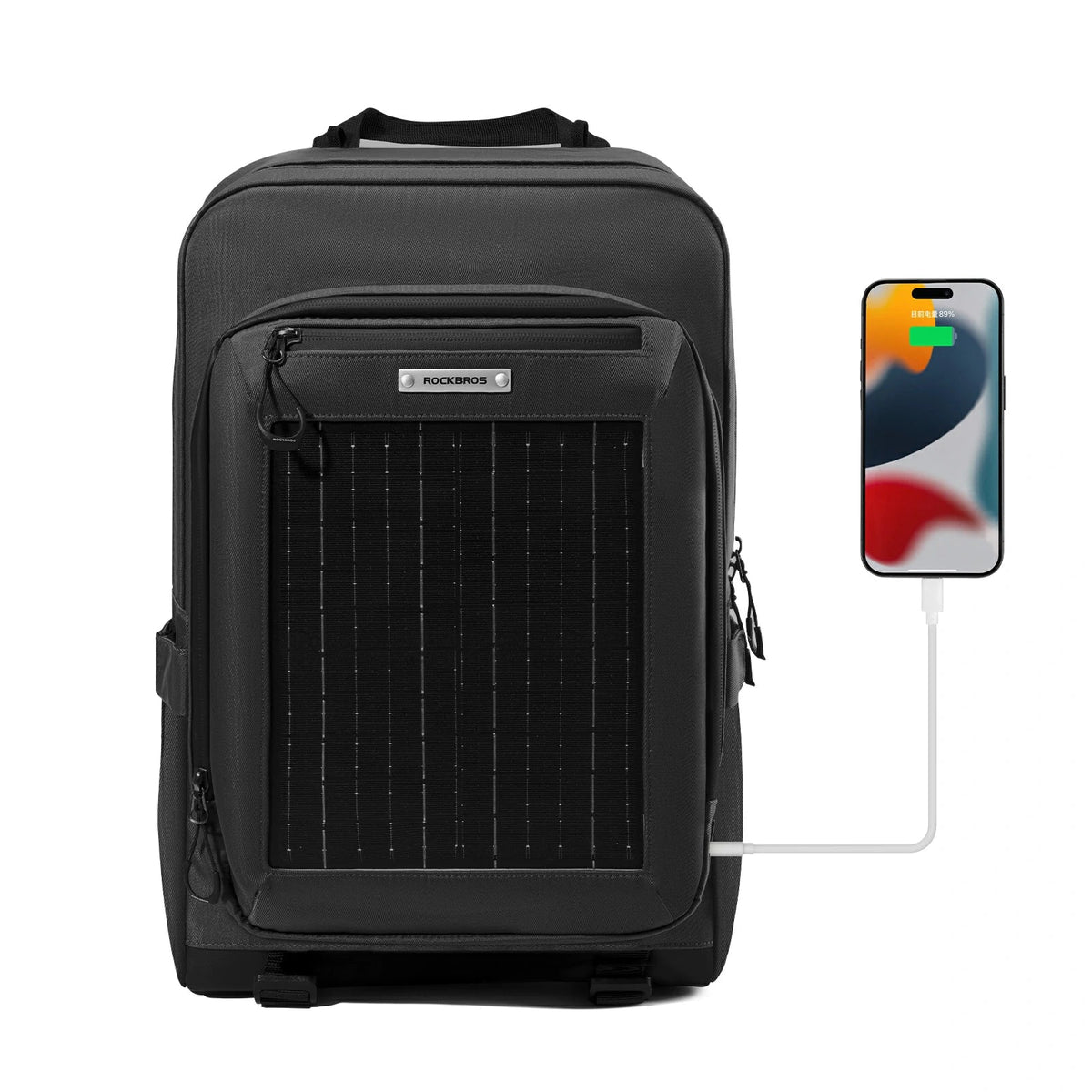 ROCKBROS Mochila Solar Solar Rucksack 20L con 10V 14W Flexible Desmontable